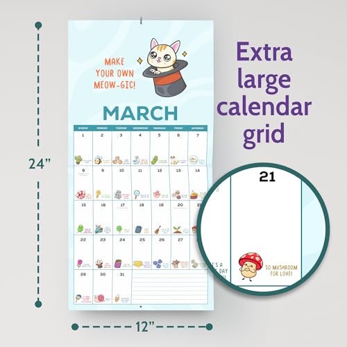 T MARIE 2026 Punny Wall Calendar - 12x12” Fun Cartoon Calendar with Daily Cute Cartoons and Motivational Puns - Clean Humor for Home and Office - Funny Gifts and Kids Friendly Dad Jokes - Image 3