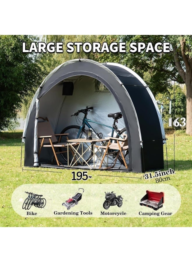 Soofam Bike Storage Shed Tent, Waterproof Portable Bicycle Storage Sheds, Bicycle Storage Cover for 2/3 Bikes, Outdoor Sheds Shelter for Motorcycle, Garden Tools, Lawn Mower, Black 195 * 80 * 170Cm - Image 4