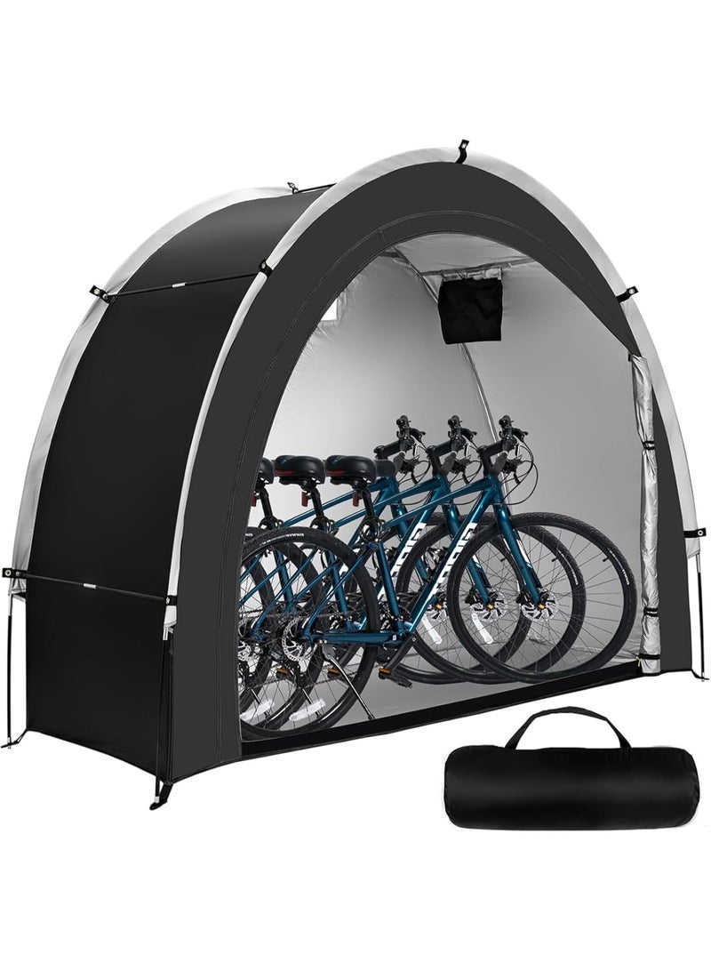 Soofam Bike Storage Shed Tent, Waterproof Portable Bicycle Storage Sheds, Bicycle Storage Cover for 2/3 Bikes, Outdoor Sheds Shelter for Motorcycle, Garden Tools, Lawn Mower, Black 195 * 80 * 170Cm - Image 1