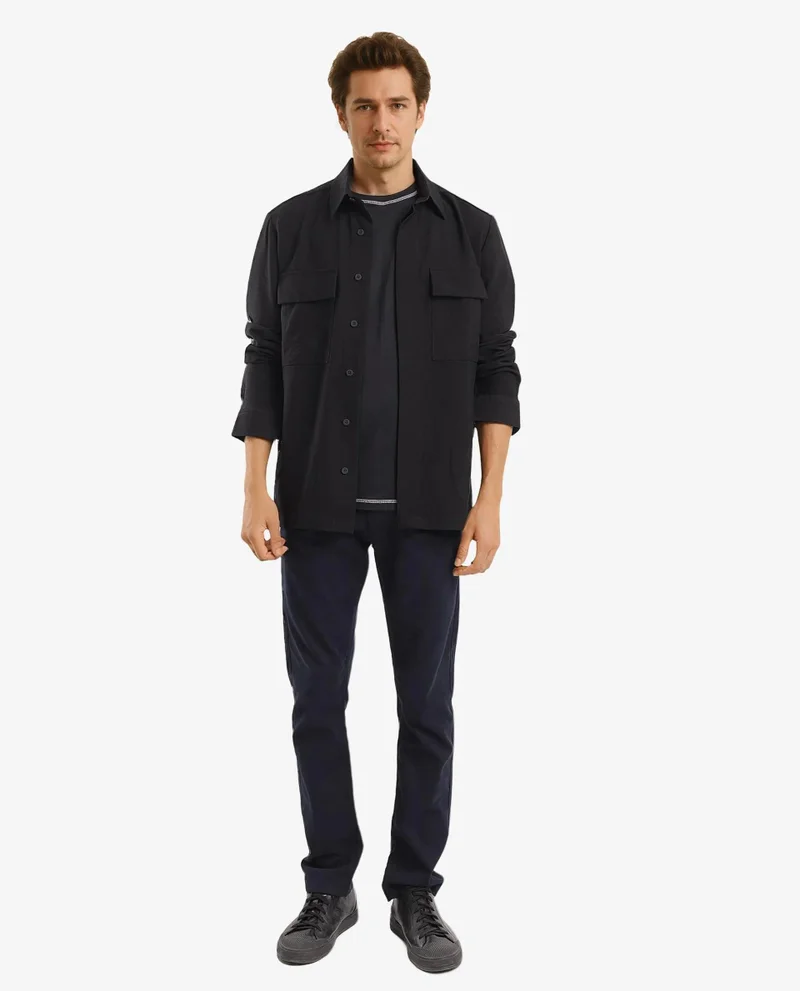Rare Rabbit Men's Cavalry Twill Pocketed Solid Shirt