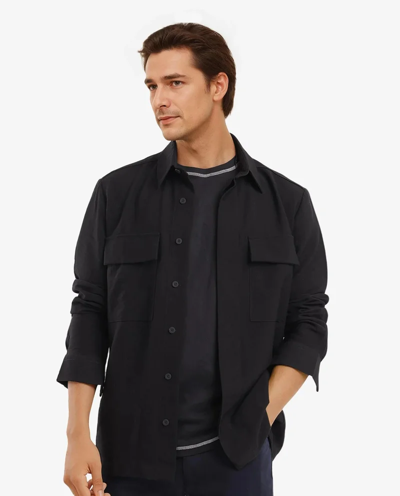 Rare Rabbit Men's Cavalry Twill Pocketed Solid Shirt