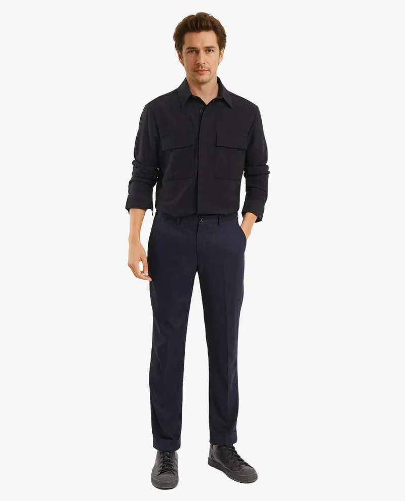 Rare Rabbit Men's Cavalry Twill Pocketed Solid Shirt