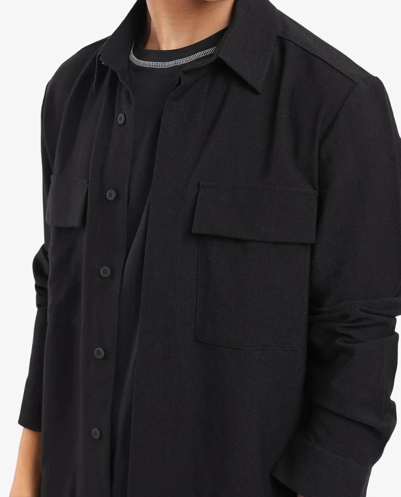 Rare Rabbit Men's Cavalry Twill Pocketed Solid Shirt