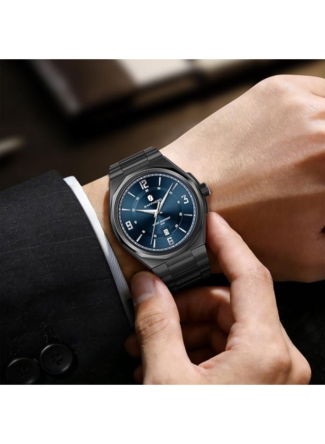 Sapphero Watches for Men Arabic Numeral Dial Quartz Wristwatch 50M Waterproof Luminous Watches Mens Watch Work Sport Casual Dress Watch with Stainless Steel Strap Elegant Gifts for Men - Image 3