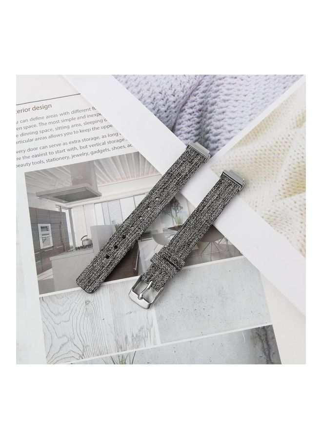 NIBEMINENT Nylon Canvas Strap Metal Connector Watchband For Fitbit Inspire HR Small Size Dark Gray - Image 5