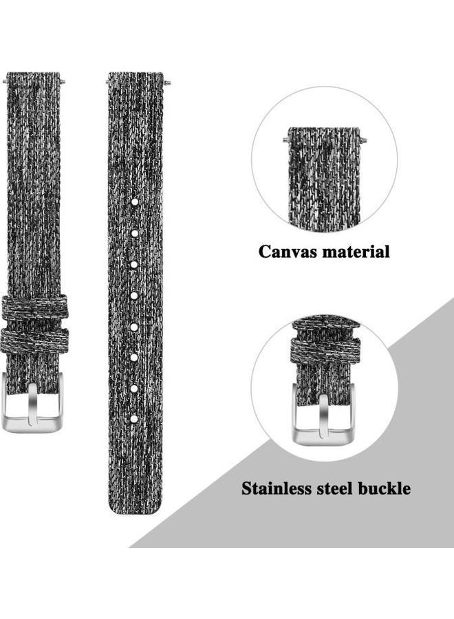 NIBEMINENT Nylon Canvas Strap Metal Connector Watchband For Fitbit Inspire HR Small Size Dark Gray - Image 3