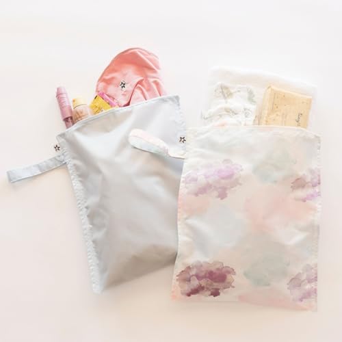 Tiny Twinkle Mess Proof Wet Bags 2Pack Reusable Waterproof Wet Bags for Swimsuits Baby Clothes Travel Diaper Bag Cotton Candy - Image 3
