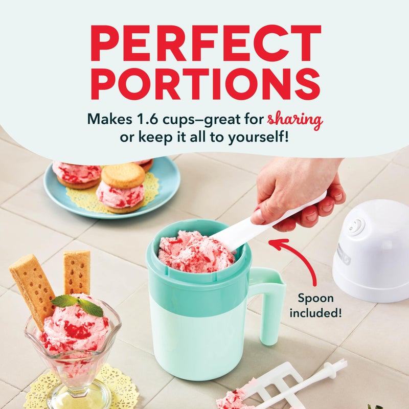 DASH My Pint Ice Cream Maker Machine (Aqua): Multi-Purpose Soft Serve Ice Cream Machine for Homemade Gelato, Sorbet, Frozen Yogurt, Includes Mixing Spoon, Easy to Clean and Store - Image 5