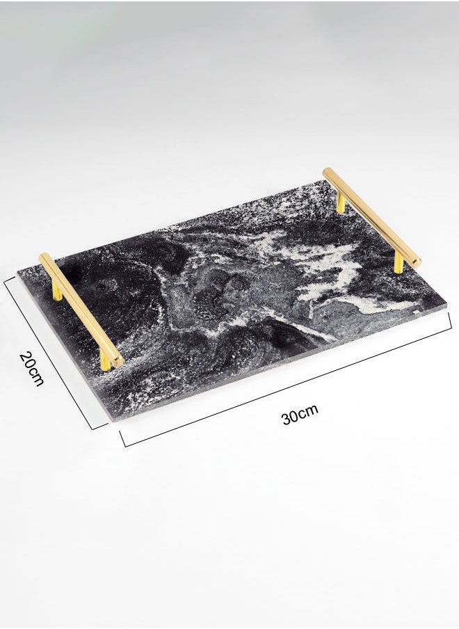 LOWHA Decorative Acrylic Serving Tray with Gold Color Metal Handles Imaginary Tunnel 20x30cm  - Image 2