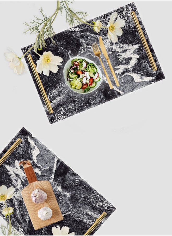 LOWHA Decorative Acrylic Serving Tray with Gold Color Metal Handles Imaginary Tunnel 20x30cm  - Image 4