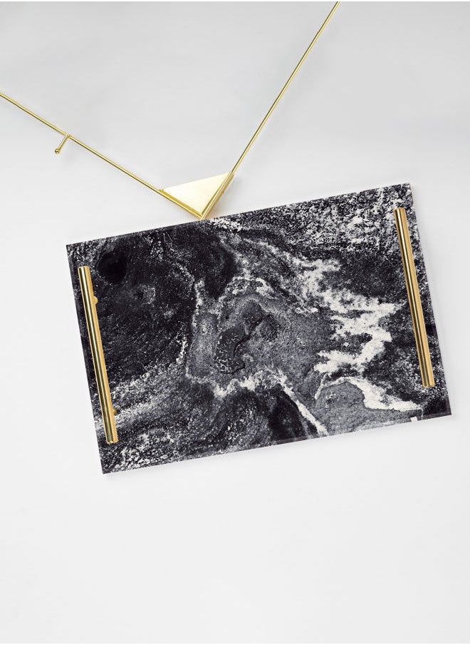 LOWHA Decorative Acrylic Serving Tray with Gold Color Metal Handles Imaginary Tunnel 20x30cm  - Image 3