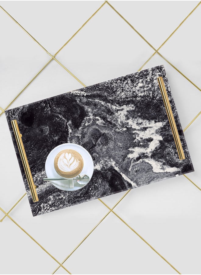 LOWHA Decorative Acrylic Serving Tray with Gold Color Metal Handles Imaginary Tunnel 20x30cm  - Image 5