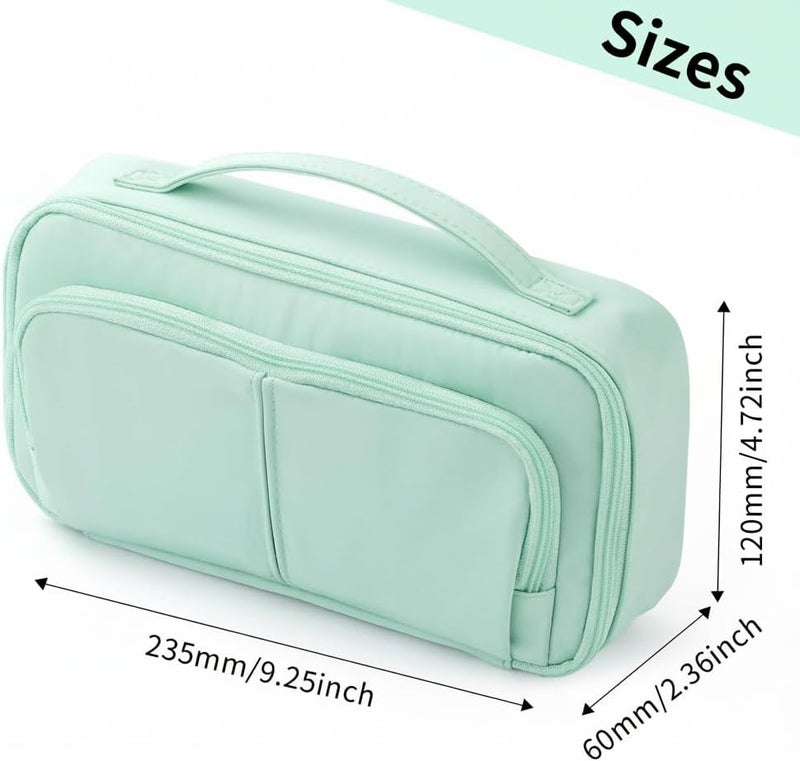 KASTWAVE Global assemble options Large Capacity Pencil Case with Handle, Portable Zippered Pencil Pouch for Stationery, Ideal for Students, Teenagers, and Adults, for Girls, Boys, Men, and Women (Green) Individual group scene compatible - Image 3