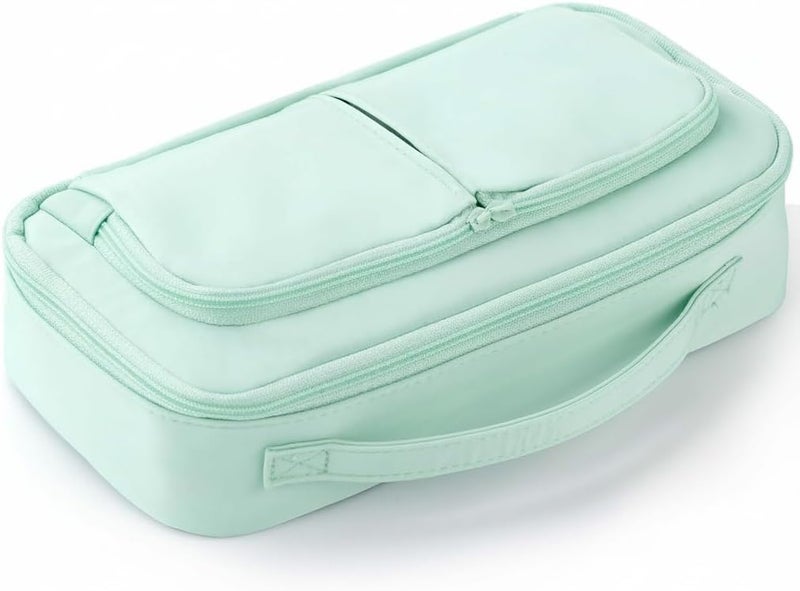 KASTWAVE Global assemble options Large Capacity Pencil Case with Handle, Portable Zippered Pencil Pouch for Stationery, Ideal for Students, Teenagers, and Adults, for Girls, Boys, Men, and Women (Green) Individual group scene compatible - Image 1