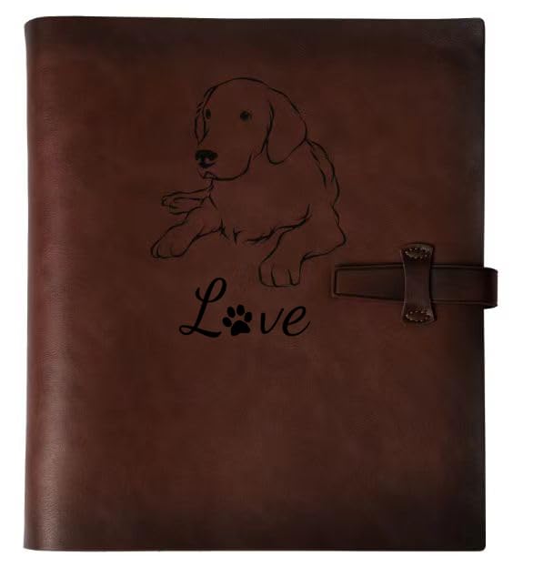 sucarlon Photo Album 4x6 200 Photos, Genuine Leather Photo Albums with Writing Space with 30 Writing Paper, Travel Family Wedding Kids Graduation Baby Picture Album Scrapbook Photo Album (Dog) Labrador Gifts - Image 1