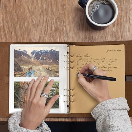sucarlon Photo Album 4x6 200 Photos, Genuine Leather Photo Albums with Writing Space with 30 Writing Paper, Travel Family Wedding Kids Graduation Baby Picture Album Scrapbook Photo Album (Dog) Labrador Gifts - Image 2
