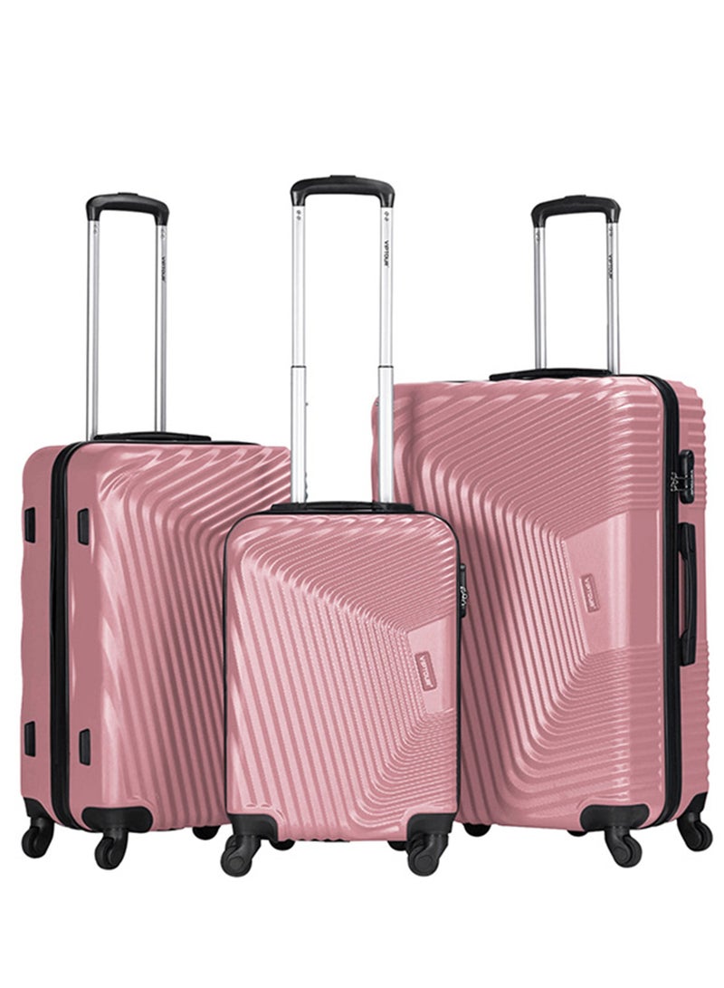 VIPTOUR 3-Piece ABS Hardside Trolley Luggage Set Spinner Wheels with Number Lock 20/24/28 Inches Rose Pink  - Image 1
