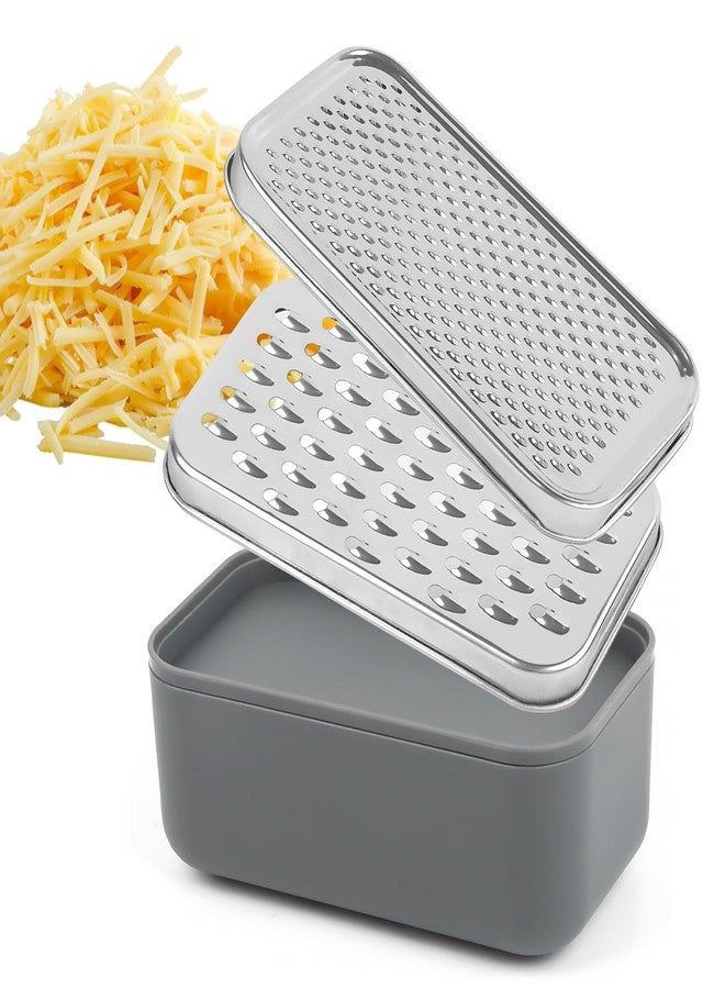KEISSCO Cheese Grater Citrus Lemon Zester with Food Storage Container & Lid - Perfect For Hard Parmesan Or Soft Cheddar Cheeses, Ginger, Vegetables, Butter, Chocolate & Nutmeg, Gray - Image 1