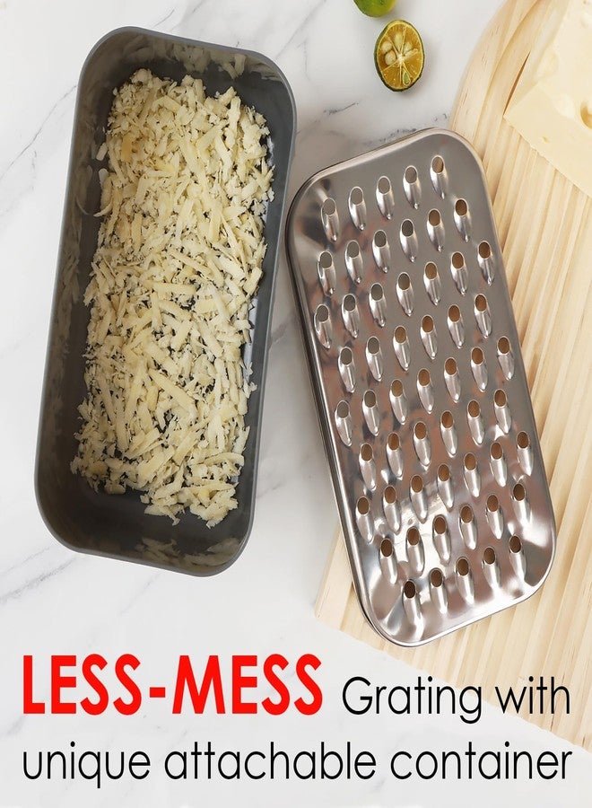 KEISSCO Cheese Grater Citrus Lemon Zester with Food Storage Container & Lid - Perfect For Hard Parmesan Or Soft Cheddar Cheeses, Ginger, Vegetables, Butter, Chocolate & Nutmeg, Gray - Image 4