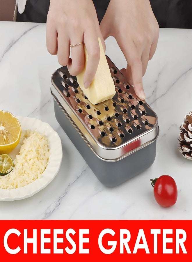 KEISSCO Cheese Grater Citrus Lemon Zester with Food Storage Container & Lid - Perfect For Hard Parmesan Or Soft Cheddar Cheeses, Ginger, Vegetables, Butter, Chocolate & Nutmeg, Gray - Image 3