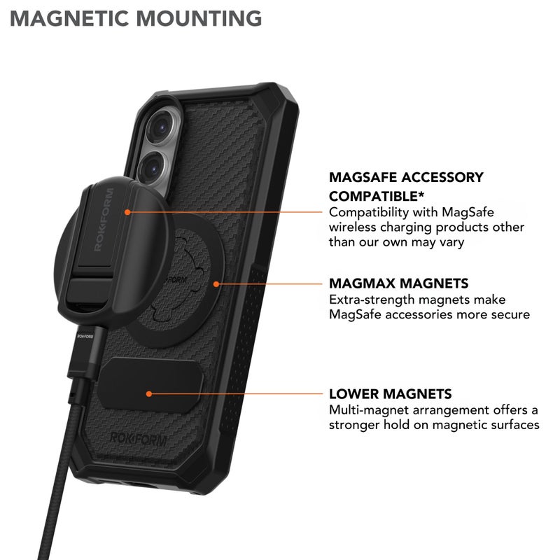 Rokform Rugged Case Compatible with Galaxy S25 Edge, Magnetic Cover with Twist Lock, Drop Tested Armor (Black) - Image 3