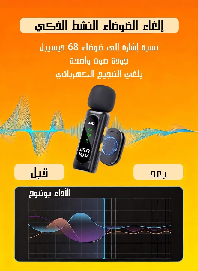 يهييو نظام مايك لافاليير لاسلكي احترافي لأربعة أشخاص (1RX+4TX) | 2.4G مزيل ضوضاء (68dB), علبة متكاملة: 4 مايك + مستقبل + 4 أغطية وبر | بطارية 6 ساعات، استقبال 25 متر | للمقابلات الجماعية والبودكاست - Image 3