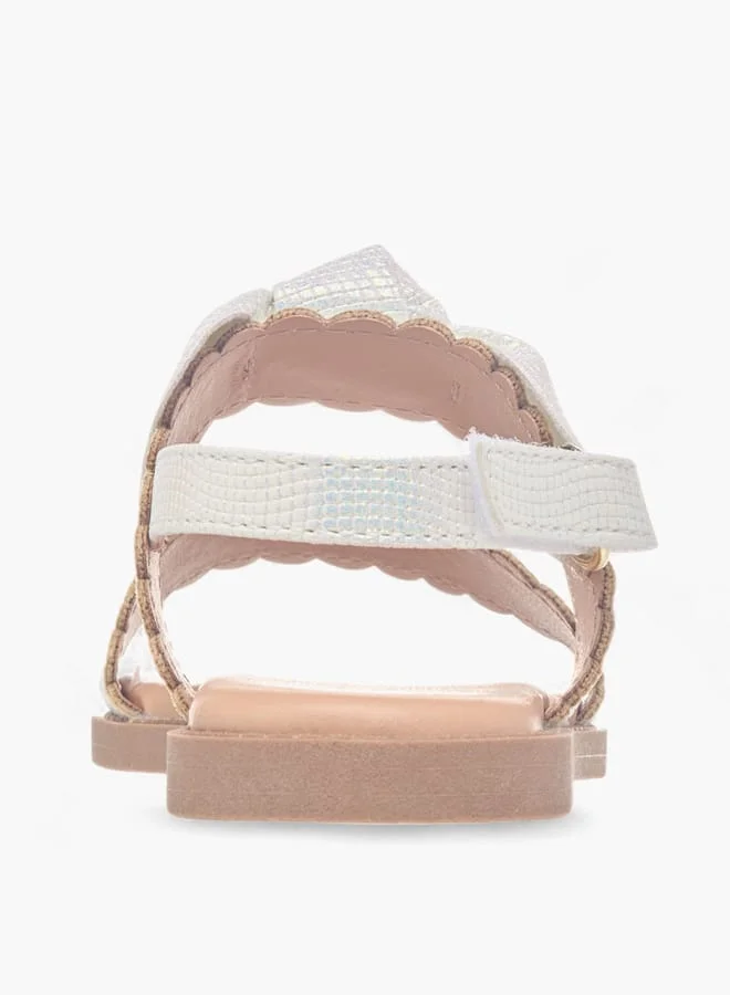 JUNIORS Girls Bow Applique Sandals With Hook And Loop Closure