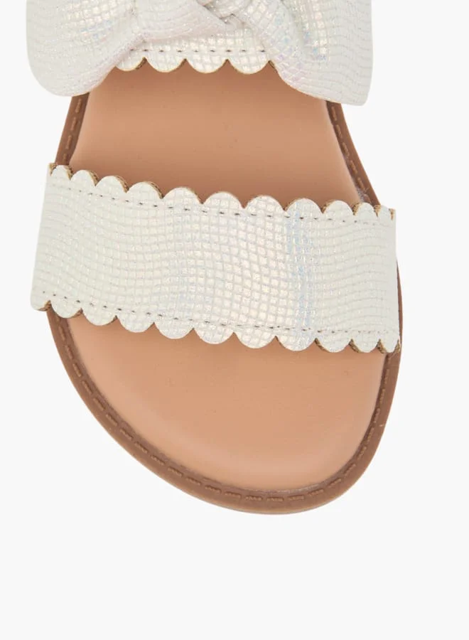 JUNIORS Girls Bow Applique Sandals With Hook And Loop Closure