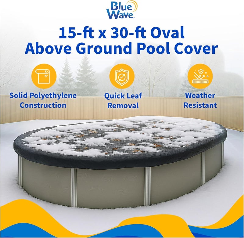 Blue Wave 8-Year 15-ft x 30-ft Oval Above Ground Pool Winter Cover - Image 2