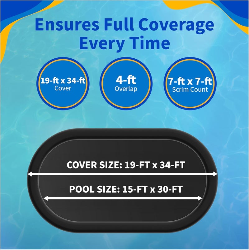 Blue Wave 8-Year 15-ft x 30-ft Oval Above Ground Pool Winter Cover - Image 3