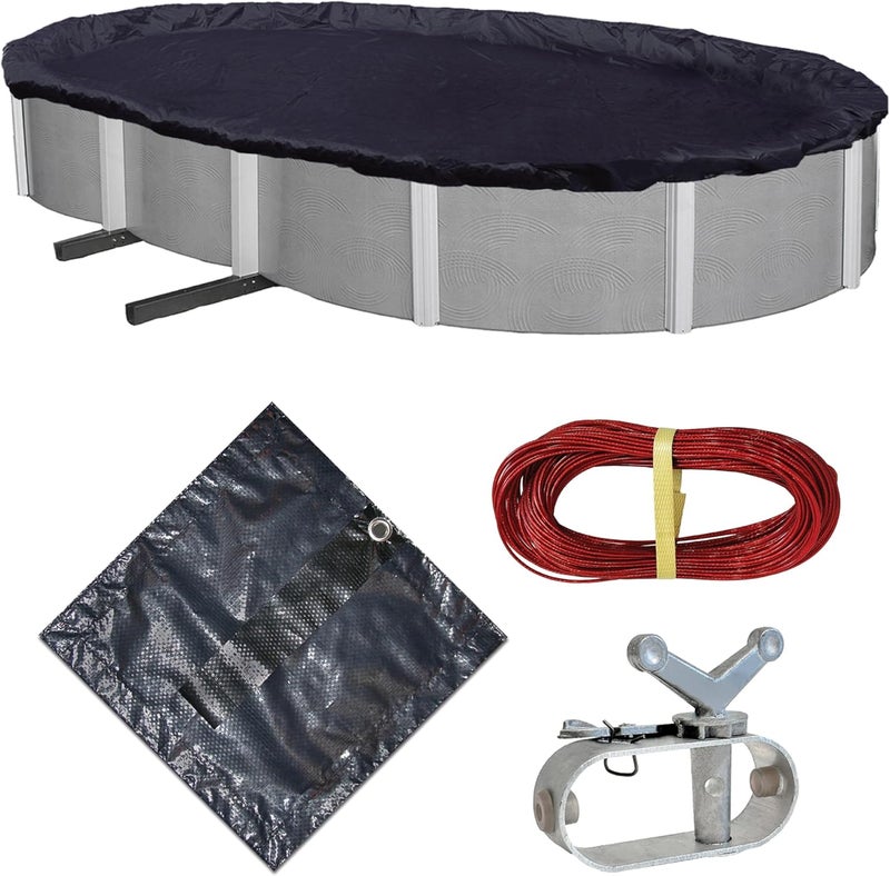 Blue Wave 8-Year 15-ft x 30-ft Oval Above Ground Pool Winter Cover - Image 1