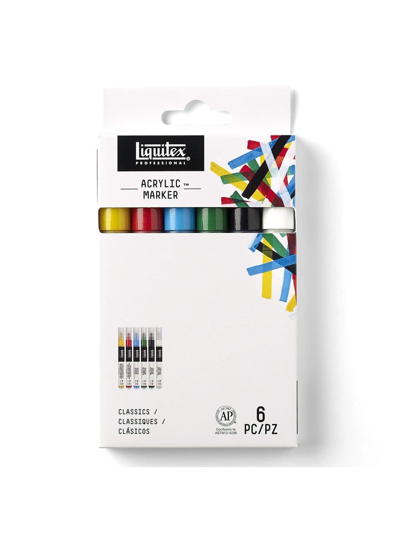 Liquitex - Liquitex 6-Piece Professional Paint Fine Marker Set , Assorted Primary - Image 1