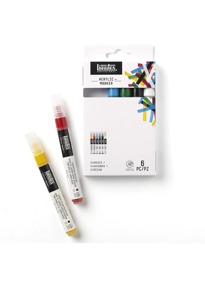 Liquitex - Liquitex 6-Piece Professional Paint Fine Marker Set , Assorted Primary - Image 1