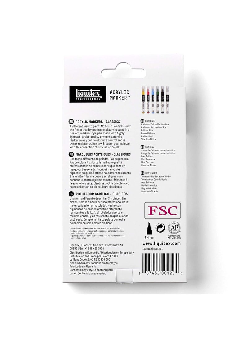 Liquitex - Liquitex 6-Piece Professional Paint Fine Marker Set , Assorted Primary - Image 1