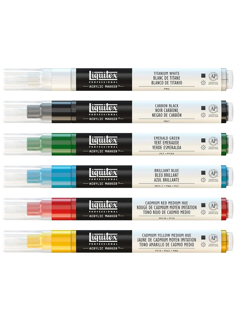 Liquitex - Liquitex 6-Piece Professional Paint Fine Marker Set , Assorted Primary - Image 1