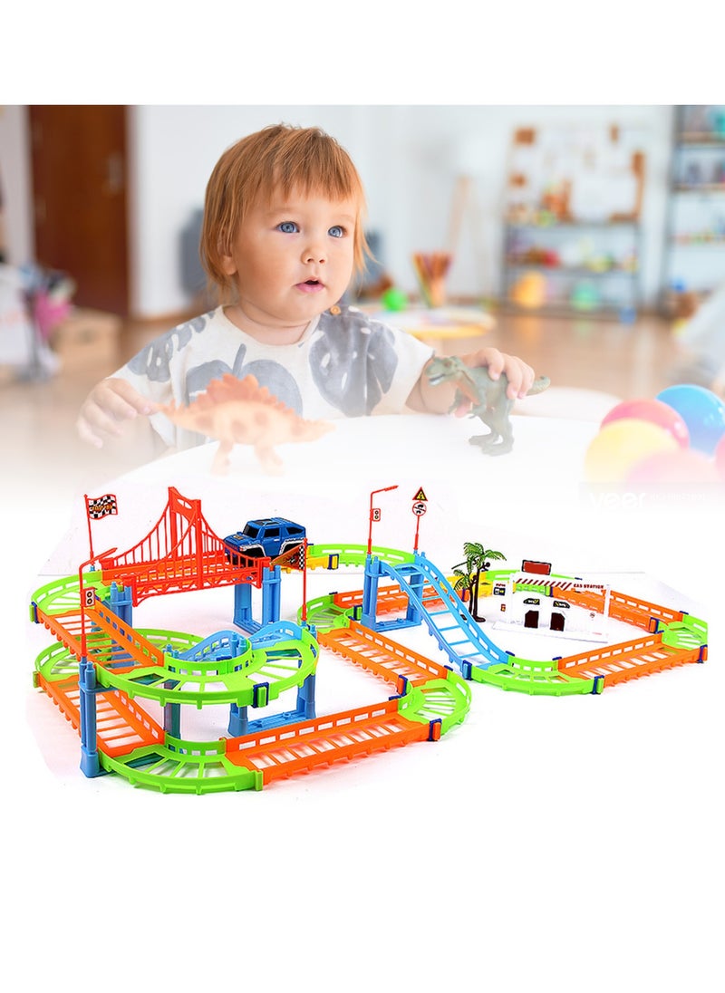 Velaurs Electric Train Track Toy Exquisite Workmanship Safe Educational Race Car Track Toys with Coconut Tree for Children Colorful  - Image 5