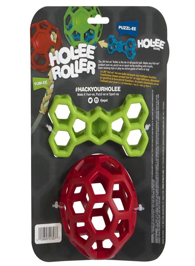 JW Hol-ee Holiday 2PK Dog Toy Set - 2 Pack Treat Ball & Pull Toy for Small Breeds - Image 3