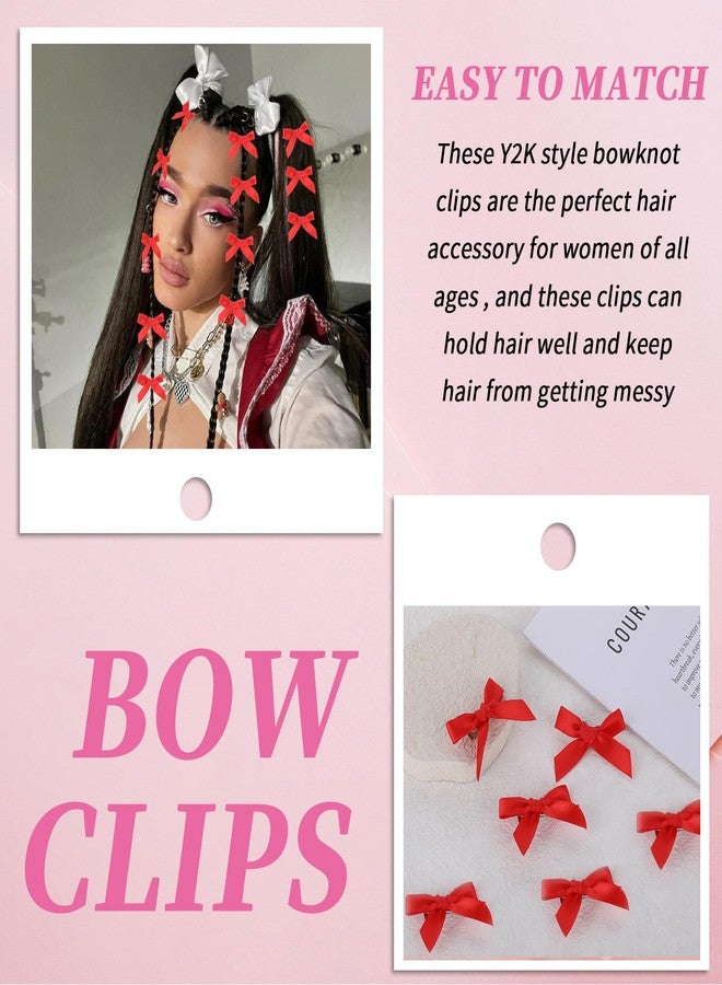 COMNICO 20PCS Bow Hair Clips Mini Bowknot Metal Barrettes Hair Accessories Twist Tie Silky Satin Hair Ribbon Cute Non-slip Hairpins for Women Girls Teens Kids(Red) - Image 5