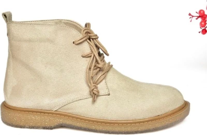 فوكس شوز R374923202 Beige Suede Low Sole Classic Women's Boots