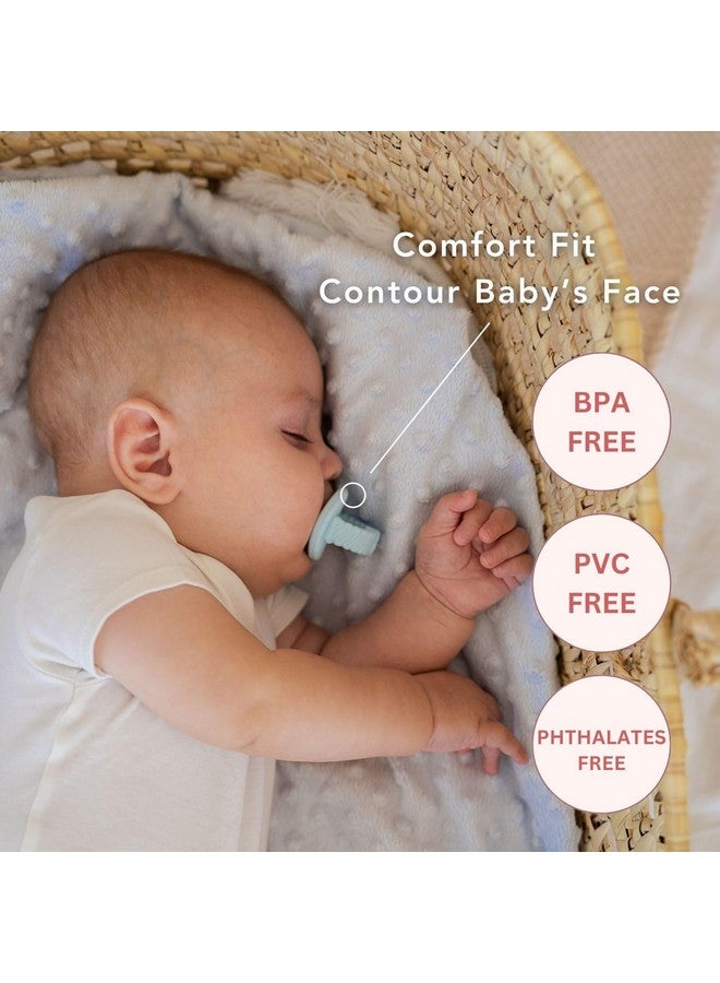 NatureBond Baby Pacifier Soother Silicone Binky Newborn Teether Pacifiers 2 in 1, Curved for Comfort | Hygiene Cover (0-6 Months, Bubble Blue and Ivory Cream) - Image 1