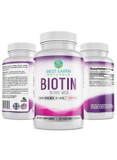 Best Earth Naturals Biotin 10000Mcg Extra Strength Biotin Vitamin Supplement To Support Hair Growth Strong Nails Longer Eye Lashes And Healthy Skin  - Image 3
