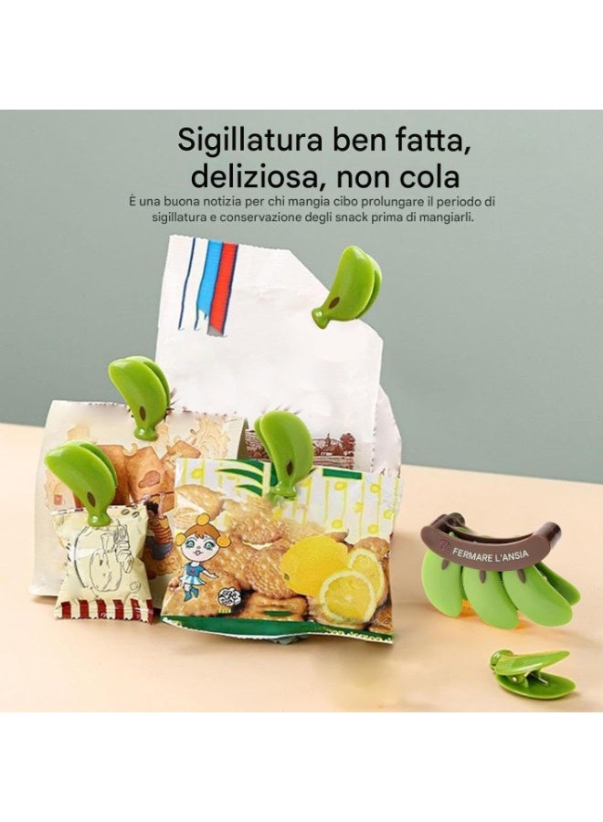 مجموعة مشابك أكياس على شكل موزة، 3 قطع، مع حامل مغناطيسي على شكل شجرة، لتنظيم أكياس رقائق البطاطس والخبز والأرز والمعكرونة والأطعمة الجافة في الثلاجة والمطبخ، حل تخزين أنيق ومزخرف. - Image 1