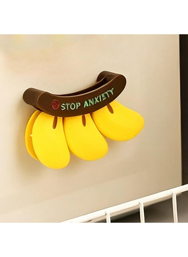 مجموعة مشابك أكياس على شكل موزة، 3 قطع، مع حامل مغناطيسي على شكل شجرة، لتنظيم أكياس رقائق البطاطس والخبز والأرز والمعكرونة والأطعمة الجافة في الثلاجة والمطبخ، حل تخزين أنيق ومزخرف. - Image 2