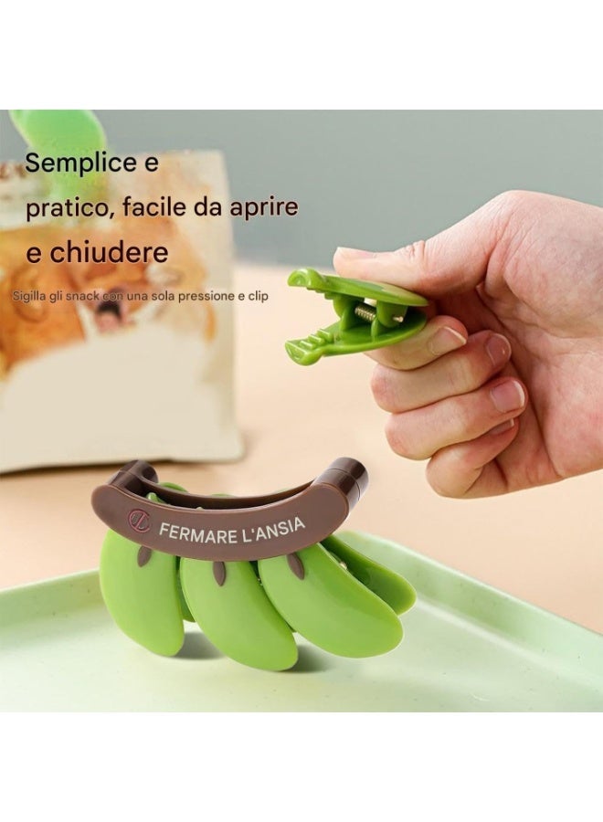 مجموعة مشابك أكياس على شكل موزة، 3 قطع، مع حامل مغناطيسي على شكل شجرة، لتنظيم أكياس رقائق البطاطس والخبز والأرز والمعكرونة والأطعمة الجافة في الثلاجة والمطبخ، حل تخزين أنيق ومزخرف. - Image 5