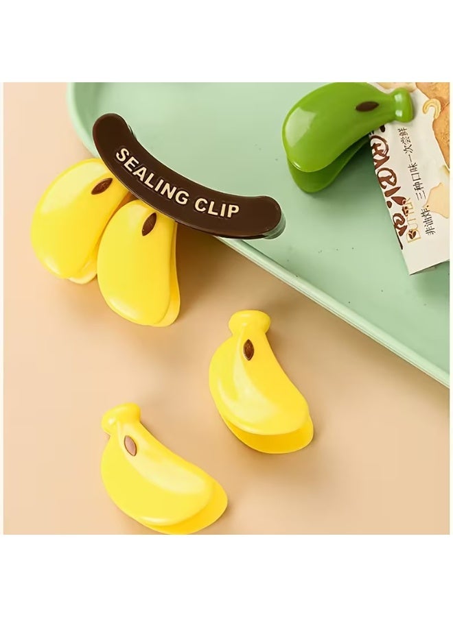 مجموعة مشابك أكياس على شكل موزة، 3 قطع، مع حامل مغناطيسي على شكل شجرة، لتنظيم أكياس رقائق البطاطس والخبز والأرز والمعكرونة والأطعمة الجافة في الثلاجة والمطبخ، حل تخزين أنيق ومزخرف. - Image 4