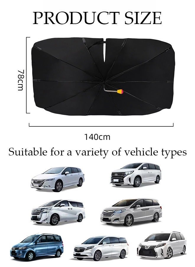 DUNISO Foldable Car Windshield Sunshade Umbrella with 360° Rotation Umbrella Handle Protect Car from UV Rays and Heat Keeps Cars Cool Sunshade Cover for Car Front Window - Image 2