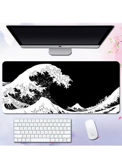Y&D Sea Wave Pattern For Esports Games Gaming Mouse Pad Extended Large Mat Desk Pad Stitched Edges Mousepad Long Mouse Pad And Non-Slip Rubber Base Mice Pad 800X300X4mm  - Image 1