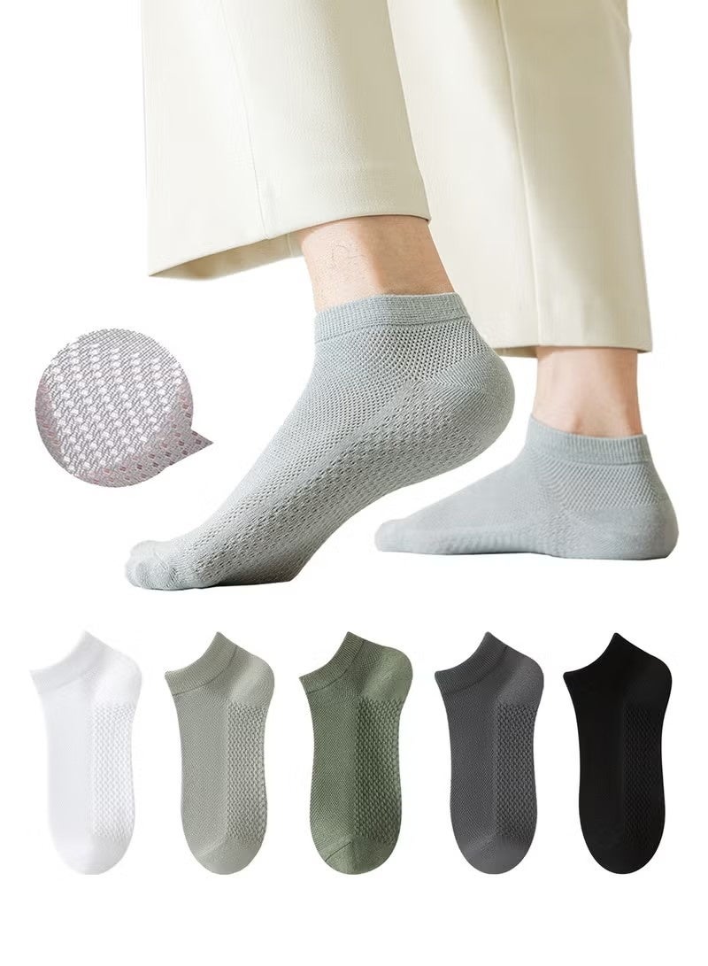 Men's Breathable Mesh Cotton Ankle Socks - 5 Pairs, Lightweight and Comfortable - Image 1
