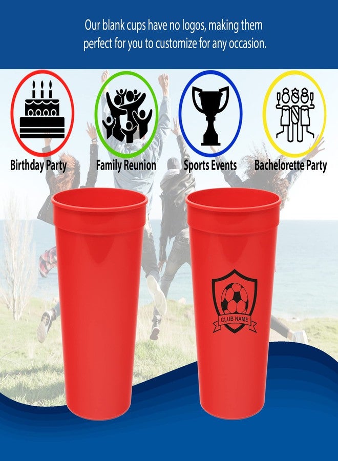 Rolling Sands 32 Oz Reusable Plastic Cups, 10 Pack, Made in USA, BPA-Free Dishwasher Safe Tumblers, White - Image 3