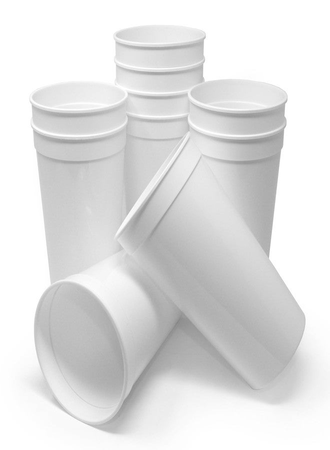Rolling Sands 32 Oz Reusable Plastic Cups, 10 Pack, Made in USA, BPA-Free Dishwasher Safe Tumblers, White - Image 1